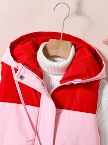 Colorblock Cute Hooded  Vest For Tween Girls - Baby Pink - View 7