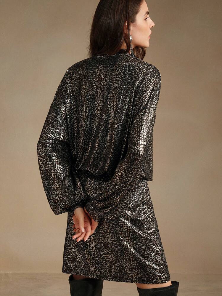 2024 New Arrival Leopard Print Waist Cinched Party Mini Dress