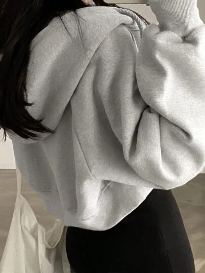 DAZY 女士连帽短款拉链运动衫、空白连帽衫、长袖上衣、秋季女装夹克