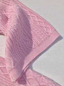 INAWLY Women's Solid Color Simple Daily Knitted Sweater And Trousers - Pink - View 3