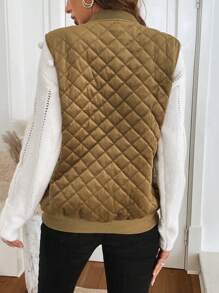 SHEIN LUNE 女式无袖加垫背心夹克，带拉链和口袋，适合秋冬季