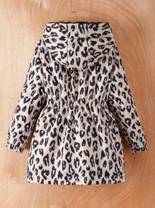 Sparklyn Tween Girl Leopard Print Hooded Multi-Pocket Thermal Lined Windbreaker, For Christmas - Multicolor - View 2