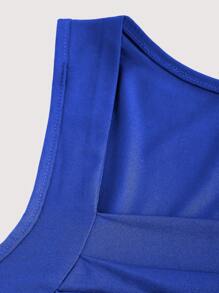 SHEIN Unity Plain Square Neck Fishtail Hem Sleeveless Dress Maxi Women Outfit - Royal Blue - View 4