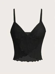 SHEIN ICON Summer Fashionable Sheer Mesh Spaghetti Strap - Black - View 2