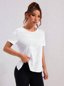 Gameset SHEIN Sport Cut Out Back Drop Shoulder Sports Long Sleeve Tee Gym Topworkout Tank Top - White - View 6