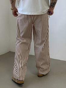 DAZY Pantalones a rayas con cordón casual para hombres, para todo el año