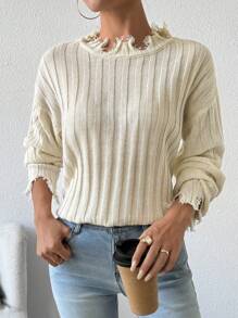 Chiquease Nuevo suéter de punto holgado de ajuste cómodo y elegante, adecuado para otoño e invierno, estilo europeo y americano, otoño - Albaricoque - Ver 6