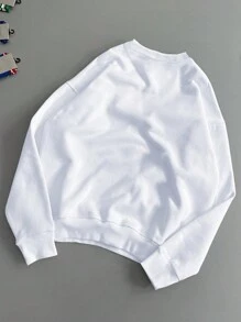 Manfinity LEGND Men's Spider Print Crew Neck Long Sleeve Pullover Sweatshirt - White - View 4