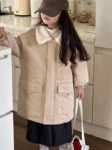 Dazy Kids Young Girl Solid Color Padded Coat, Kid-Size