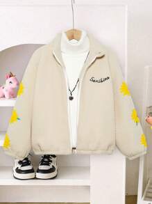 Tween Girl 字母印花拉链长袖时尚休闲夹克