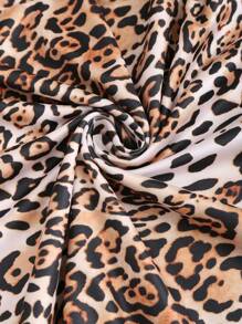 Sweetra Women's Leopard Print Halter Tie Waist Bodycon Dress - Multicolor - View 5