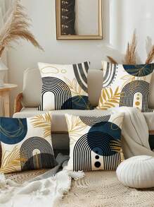 4 Stück Bohemien Stil blau und grau Kissenbezüge, mit mitteleuropäischem modernem und schlichten dekorativen geometrischen abstrakten Kissenbezügen, für Wohnzimmer und Schlafzimmer Sofas und Stühle (Kissenkern nicht enthalten) Weihnachtsgeschenk