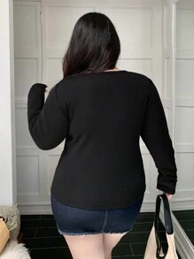 Dazy Plus Camiseta de base de unicolor con forro térmico grueso de talla grande, para tops de mujer de manga larga de invierno, tops con forro térmico de otoño