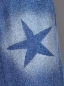 Teen Boys White Star Print Sweatshirt + Star Pattern Wide Leg Jeans 2pcs/Set - White - View 8