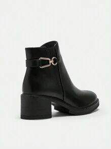 CUCCOO BIZCHIC Giày cao đến mắt cá chân có khóa kéo sành điệu dành cho nữ - màu đen - Xem 8