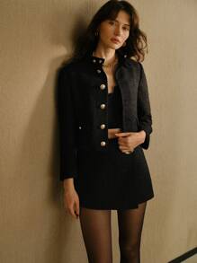 MOTF STUDIO 正面纽扣宽松夹克 - 黑色 - 查看 3