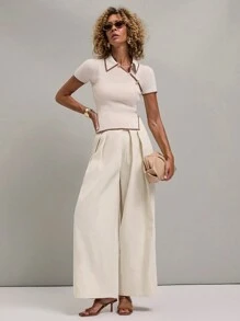 SHEIN Unity Women Casual Solid Color Wide Leg Pants