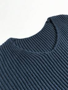 Women's All-Match Loose V-Neck Button Knit Sweater, Casual Versatile Lightweight Ribbed Pullover - Blue - View 7