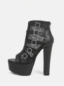 CUCCOO LuxiPop Women's Sexy Fashion Chunky Heel Waterproof Platform Ankle Boots And Short Boots, Suitable For Halloween, Christmas, Party, Nightclub Outfits Valentine's Day - Black - View 3