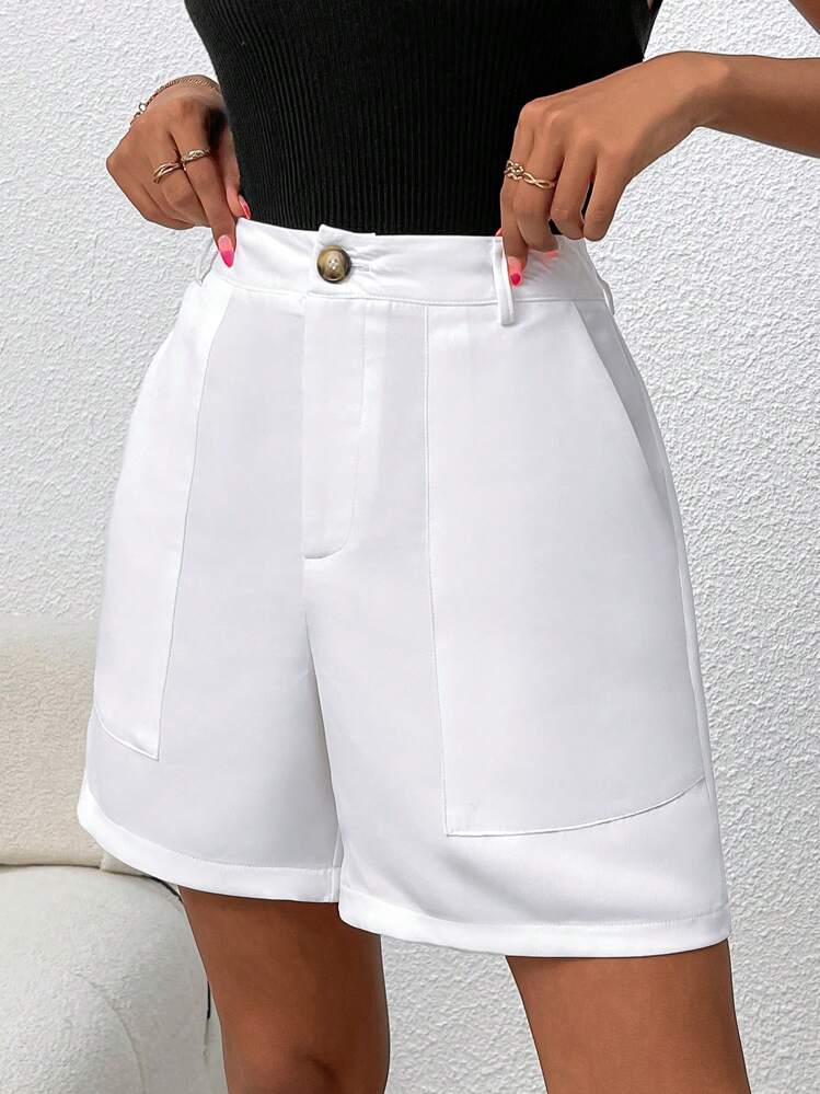 Chiquease 女式纯色简约休闲西装短裤 - 白色 - 查看 3