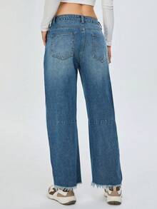 Women's Pocket Straight Loose Casual Versatile Jeans - Blue - View 2