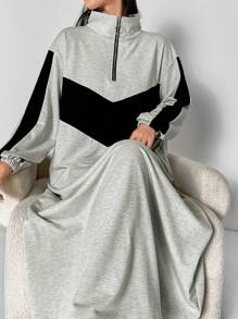 Mulvari 女式撞色长袖运动衫，朴素休闲服装长款运动衫女式运动衫，适合日常休闲/返校/旅行，长袖上衣 - 彩色 - 查看 7