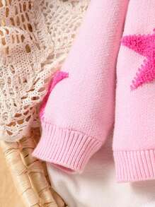 1 buah Sweater Kardigan Berkerudung Lucu dan Modis untuk Balita Perempuan - Berwarna merah muda - View 4