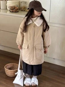 Dazy Kids Young Girl Solid Color Padded Coat, Kid-Size