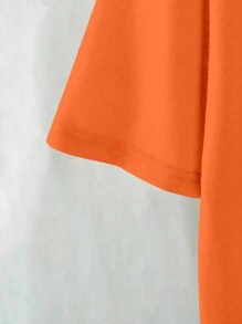 INAWLY Women's Crew Neck Short Sleeve Simple Skull Print T-Shirt, Casual Daily Wear Graphic Tees Women Tops - Orange - View 3