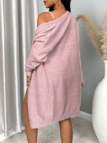 VaVaBold 1set Ladies' Solid Color Sweater Jacket And Slip Dress