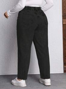 EMERY ROSE Jeans elegantes de pierna entallada de unicolor para mujer de talla grande - Negro - Ver 2