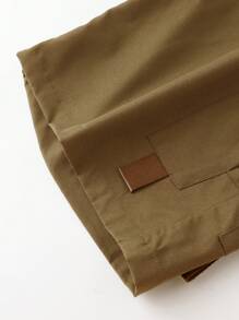 Manfinity Homme 男士實色工作服短褲，帶口袋和繫帶鬆緊腰帶，寬鬆版型 - 卡其色 - 查看 7