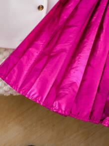 SHEIN 2pcs/Set Young Girl Fashion Elegant Top Jacket + Fuschia Pleated Skirt Outfit, Spring & Autumn