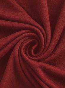 SHEIN MOOSTA 大码纯色长袖网眼撞色紧身衣，休闲与度假风格 - 酒紅色 - 查看 3