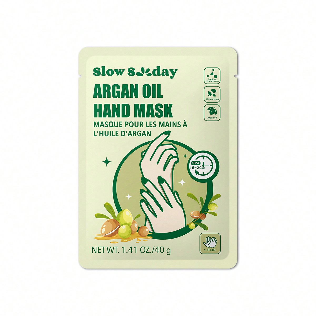 Shein White Slowsunday Argan Oil Hand Mask, With Niacinamide And Sodium Hyaluronate, Suitable For Business Trips And Travel, Suitable For Summer, Y2k, Ideal For Party