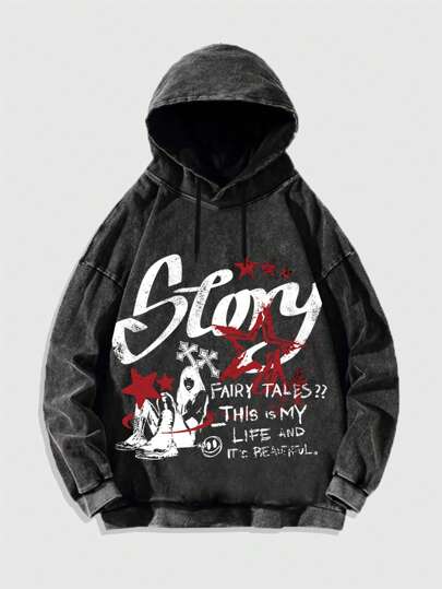 Street Life Herren Sweatjacke mit bedrucktem Slogan, thermisch gefüttert mit Kordelzug, Lässig geeignet für Herbst/Winter