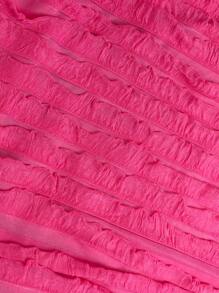 Maweii Pantalones de punto de cintura elástica de unicolor con flecos para tallas grandes - Rosa Fucsia - Ver 7