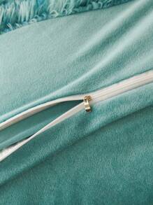 2/3件套暖绿色扎染蓬松毛绒被套套装，仿毛皮被套含枕套（1件仿毛皮被套+1/2个枕套），卧室客房适用，特大号、大号、标准双人床、单人床尺寸可选。 - 綠色 - 查看 6