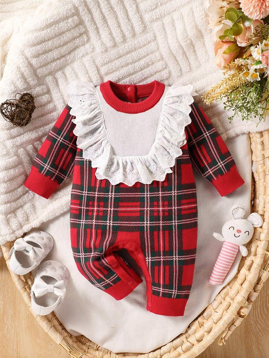 女婴时尚可爱针织连体衣 - 彩色 - 查看 1