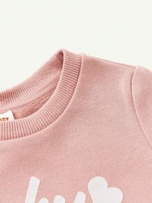 Cozy Pixies 2pcs Baby Girl Knit Soft Casual Solid Color Pullover Hoodie And Pants Fall Clothes Set - Pink - View 6