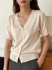 DAZY Loose Casual Solid Color Cardigan Sweater For Women Summer