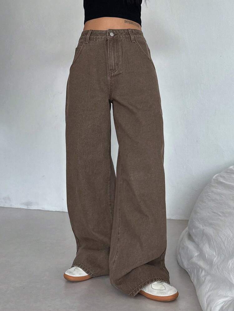 Women's Solid Color Minimalist Everyday Denim Jeans