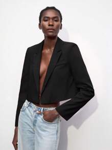 Maija Blazer de mujer de manga larga de estilo urbano simple y delgado, con hombreras anchas, de corte casual y sin abrochar, de estilo romántico urbano de moda, versátil, cómodo, elegante, de uso diario, de unicolor, para ocio y vacaciones, adecuado para salidas elegantes, negocios casuales, graduación, uso diario, estilo de Estocolmo para otoño e invierno, apto para maestras en otoño/invierno - Negro - Ver 7