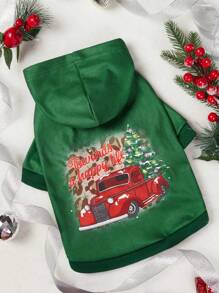 PETSIN 1 件宠物圣诞主题连帽运动衫 - 彩色 - 查看 2