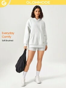 GLOWMODE Áo hoodie Unisex hàng ngày có túi cơ bản, giản dị hàng ngày - Xám - Xem 1