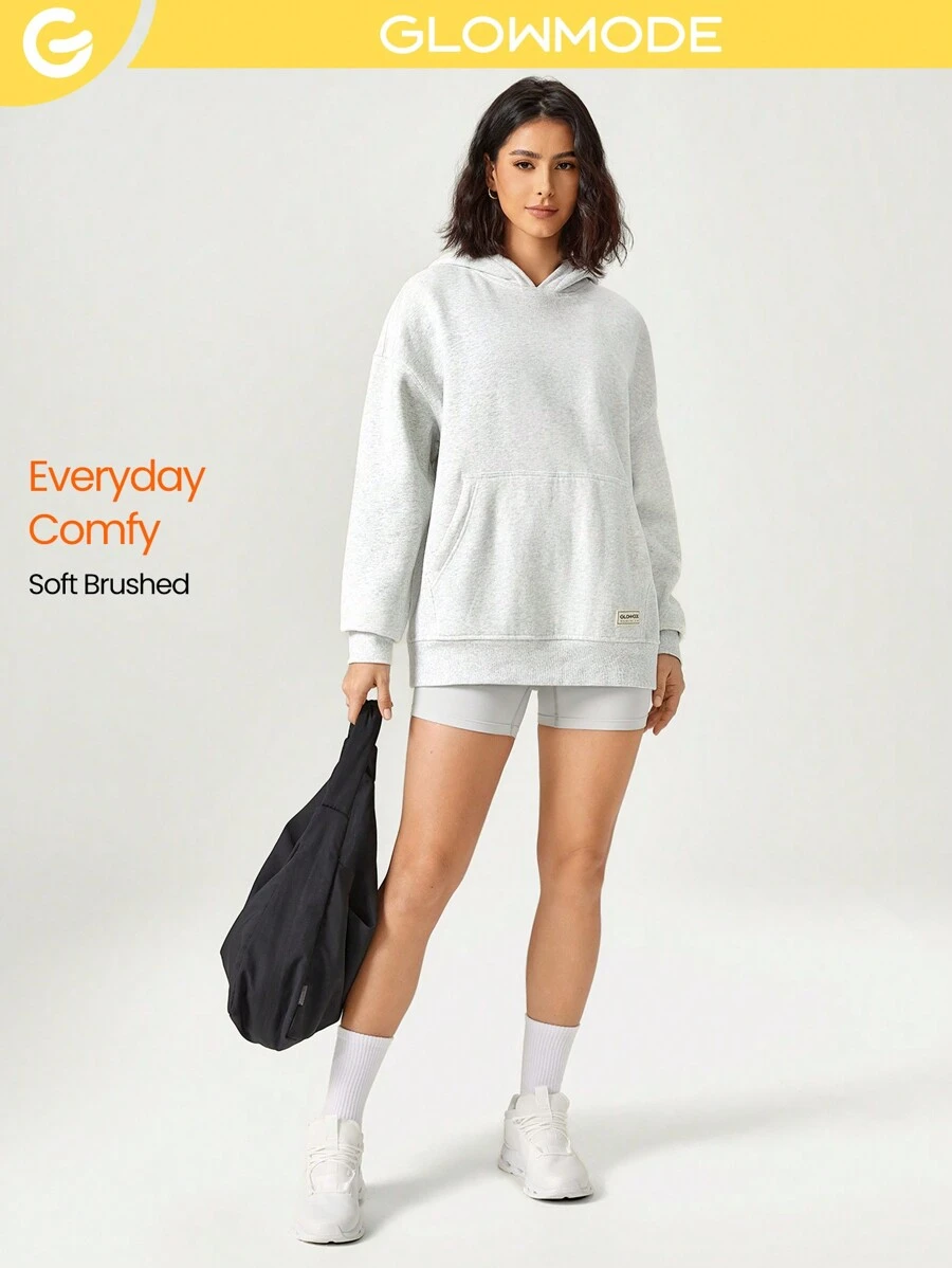 GLOWMODE Áo hoodie Unisex hàng ngày có túi cơ bản, giản dị hàng ngày - Xám - Xem 1