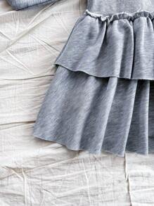 Soleia 2 件套休闲短款长袖运动衫和蛋糕中裙 - 灰色 - 查看 6