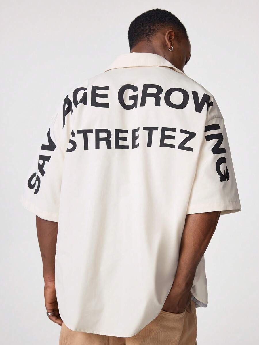 Manfinity VCAY Men's Loose Woven Short Sleeve Shirt - White - View 1