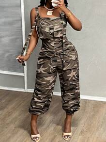 Slaydiva 女士街头迷彩宽松背带裤 - 彩色 - 查看 3