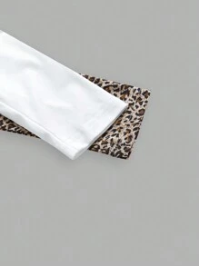 SHEIN EZwear 2 件套豹纹露背圆领长袖修身短款女式 T 恤，适合秋季 - 彩色 - 查看 9